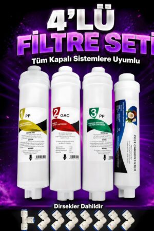 4 lü Su Arıtma Filtresi Tüm Kapalı Kasa Su Arıtma Cihazları ile Uyumlu Filtre Seti